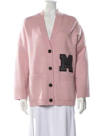 Pre-owned Maje Wool V-neck Sweater In Pink
