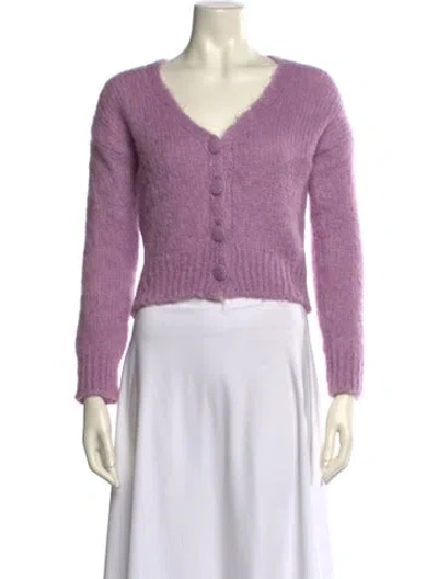 Pre-owned Maje Wool V-neck Sweater In Purple