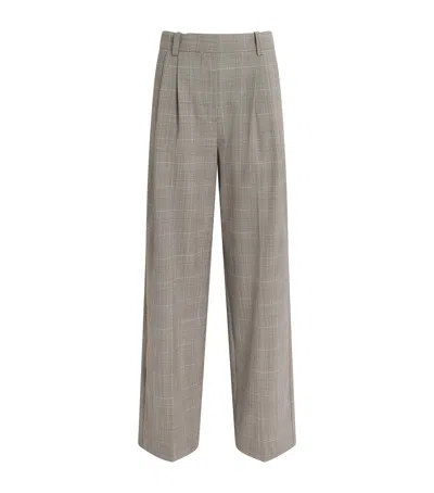 Maje Wool-blend Check Tailored Trousers In Black