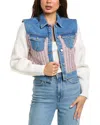 Maje Wool-blend Denim Jacket In Multi