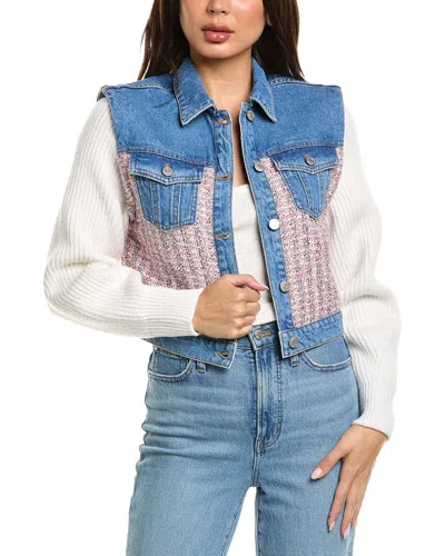 Maje Wool-blend Denim Jacket In Multi