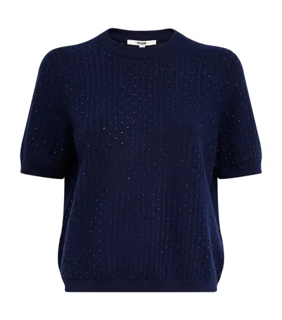 Maje Wool-blend Embellished Sweater In Blue
