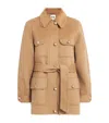 Maje Belted Button-front Wool Coat In Neutral