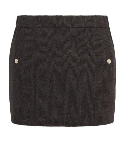 Maje Wool-blend Mini Skirt In Brown