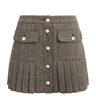 Maje Wool-blend Mini Skirt In Brown