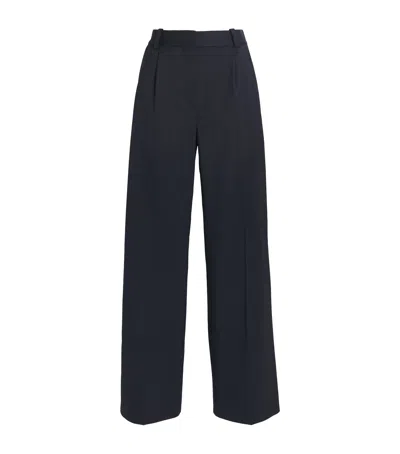 Maje Wool-blend Pinstripe Wide-leg Trousers In Blue