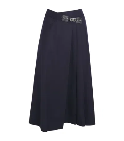Maje Wool-blend Pleated Midi Skirt In Black
