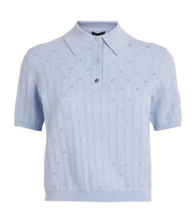 Maje Wool-blend Polo Sweater In Blue