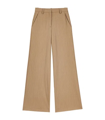 Maje Wool-blend Wide-leg Trousers In Brown