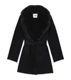 Maje Wool-blend Wrap Coat In Black