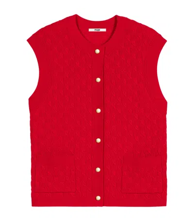 Maje Wool-cashmere Knitted Sweater Vest In Red
