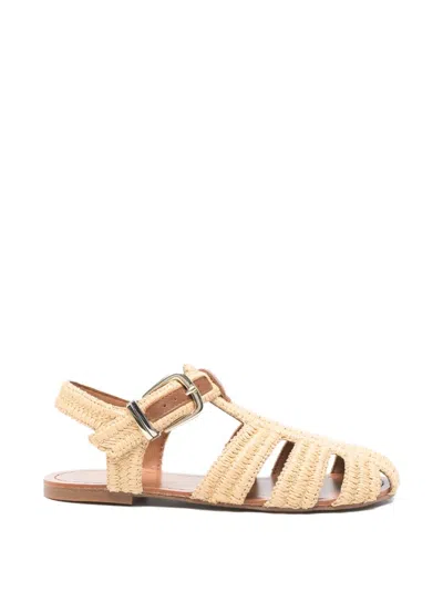 Maje Woven Buckle Sandals In Brown