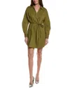 Maje Woven Mini Dress In Green