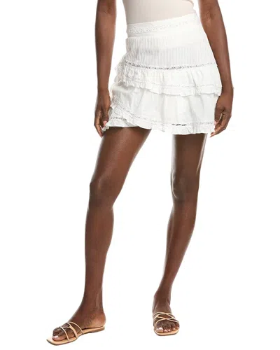 Maje Ruffled Cotton Mini Skirt In White