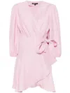 Maje Linen-blend Wrap Mini Dress In Pink