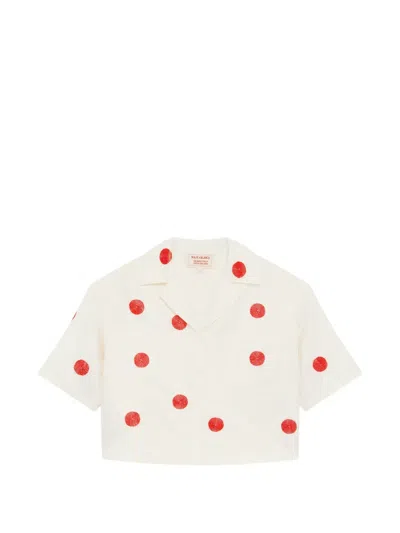Maje X Blanca Miró Polka-dot Cropped Shirt In Neutral
