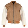 Maje X Schott Boston Shearling Bomber Jacket In Brown Polyester In Brown
