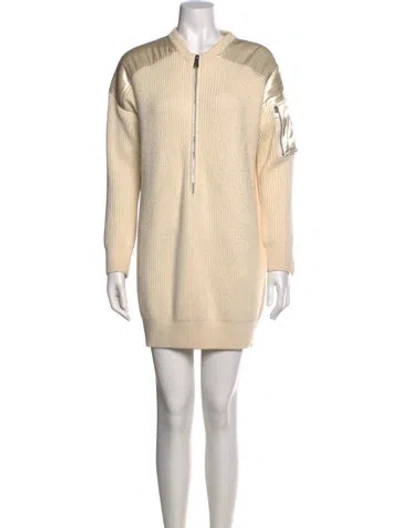 Pre-owned Maje X Schott Wool Mini Dress In Neutral