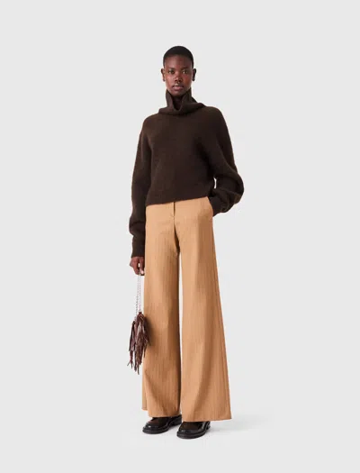 Maje Yak Blend Roll-neck Sweater In Brown