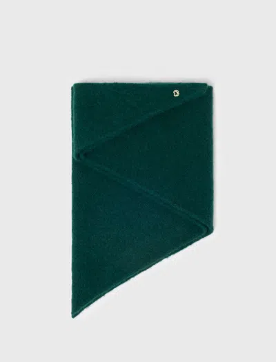 Maje Yak Blend Triangle Scarf In Bottle Green