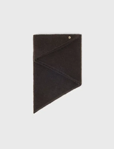 Maje Yak Blend Triangle Scarf In Dark Brown