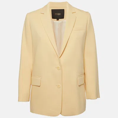 Pre-owned Maje Yellow Crepe Loose Fit Suit Jacket S