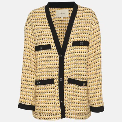 Pre-owned Maje Yellow Lurex Tweed Button Front Jacket M