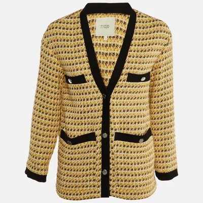 Pre-owned Maje Yellow Lurex Tweed Button Front Jacket S