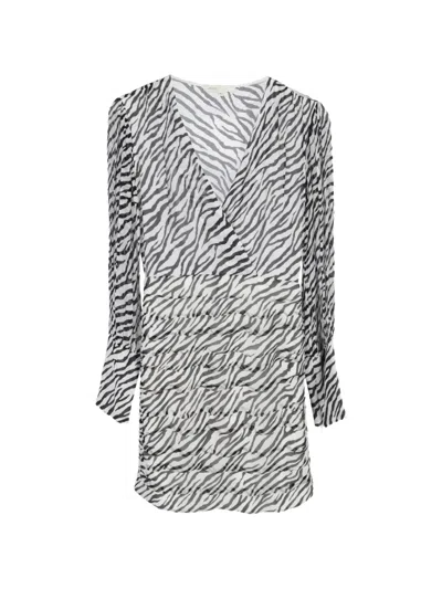 Pre-owned Maje Zebra-print Mini Dress In White