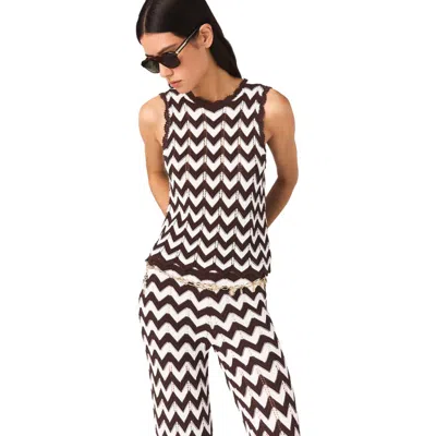 Maje Chevron Crochet Top In Black