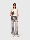 Maje Cotton Zigzag Crochet Trousers In Brown
