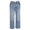 Maje Zip Detail High-rise Wide-leg Jeans In Blue Cotton Denim In Blue