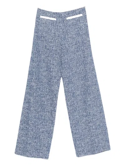 Maje Zip-fastening Tweed Trousers In Blue