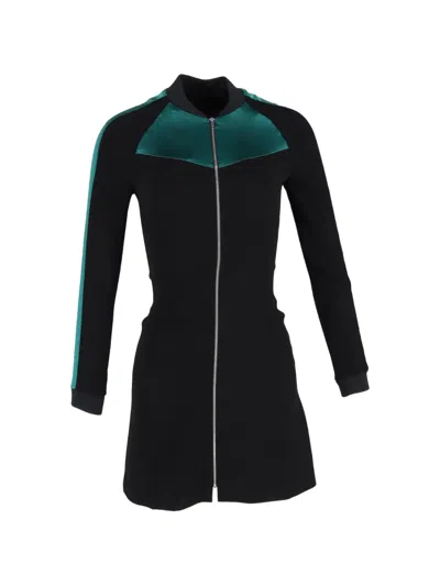 Pre-owned Maje Zip-up Long-sleeve Dress In Black