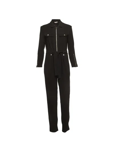 Pre-owned Maje Zip-front Crepe Jumpsuit In Black