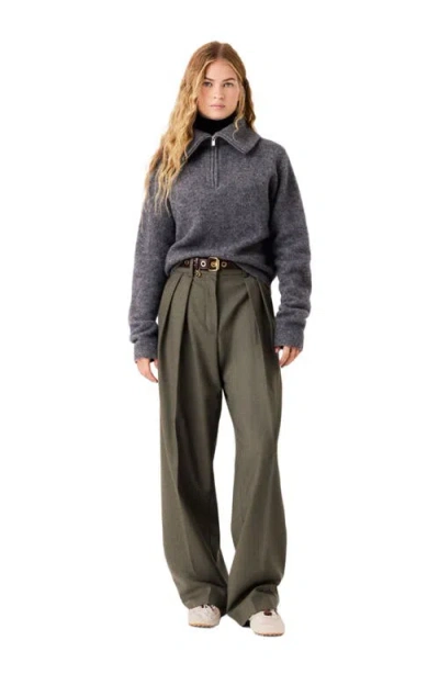 Maje Zip-neck Yak Sweater In Grey