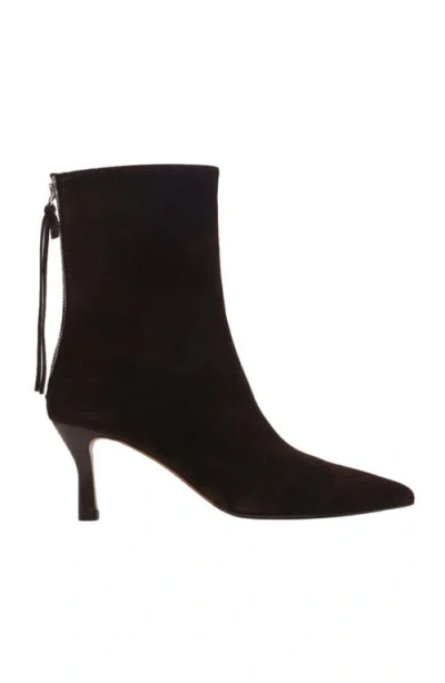 Maje Zipped Suede Ankle Boots In Brown