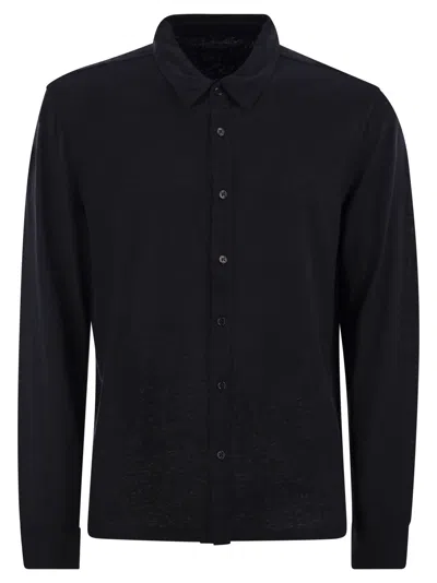Majestic Linen Long Sleeved Shirt In Blue