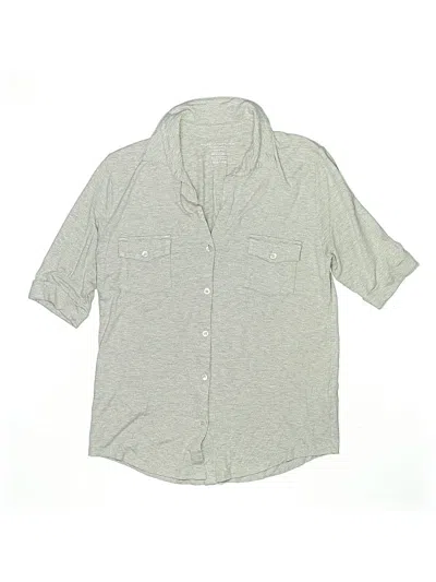 Pre-owned Majestic 3/4 Sleeve Button Down Shirt In Gray