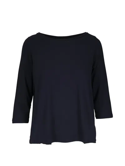 Majestic 3/4 Sleeve Knit Top In Blue