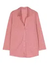Majestic Linen-blend Jersey Cardigan In Pink