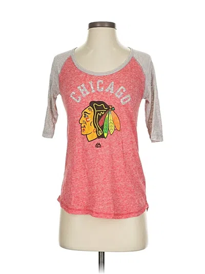 Pre-owned Majestic 3/4 Sleeve T-shirt In Red