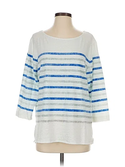 Pre-owned Majestic 3/4 Sleeve Top Silver Boatneck Tops