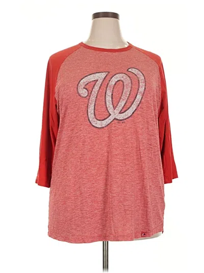 Pre-owned Majestic 3/4 Sleeve T-shirt In Red