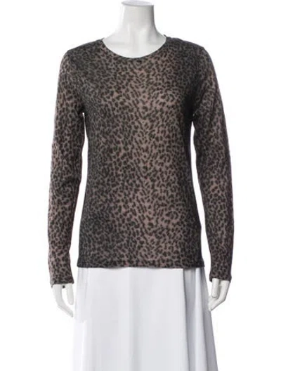 Pre-owned Majestic Animal Print Crew Neck Top In Multicolor