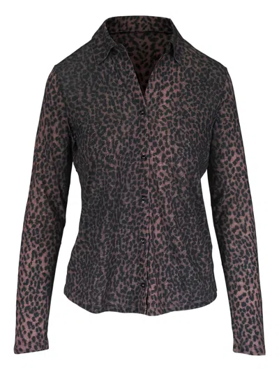 Majestic Animal-print Long-sleeve Shirt In Brown