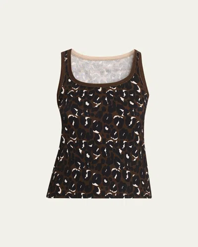 Majestic Animal-print Organic Cotton Rib Tank Top In Brown