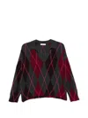 Majestic Argyle-patterned Polo-collar Top In Multi