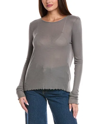 Majestic Filatures Baby Rib Cashmere-blend Top In Gray