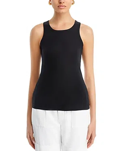 Majestic Lyocell Baby Ribbed Tank In Noir